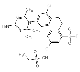 5-chloro-2-[2-[2-chloro-4-(4,6-diamino-2,2-dimethyl-1,3,5-triazin-1-yl)phenyl]ethyl]benzenesulfonyl fluoride; ethanesulfonic acid structure
