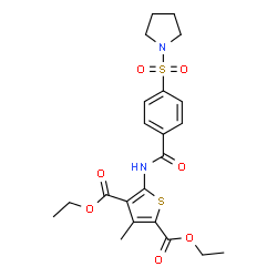 diethyl 3-methyl-5-(4-(pyrrolidin-1-ylsulfonyl)benzamido)thiophene-2,4-dicarboxylate structure