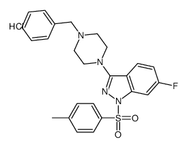 3-(4-benzylpiperazin-1-yl)-6-fluoro-1-(4-methylphenyl)sulfonylindazole,hydrochloride Structure