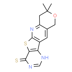 8,8-dimethyl-7,10-dihydro-8H-pyrano[3'',4'':5',6']pyrido[3',2':4,5]thieno[3,2-d]pyrimidine-4(3H)-thione结构式