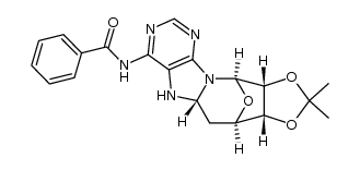 (8Ξ)-N6-benzoyl-O2',O3'-isopropylidene-7,8-dihydro-8,5'-cyclo-5'-deoxy-adenosine Structure