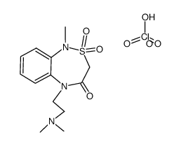 5-(2-dimethylamino-ethyl)-1-methyl-2,2-dioxo-1,2,3,5-tetrahydro-2λ6-benzo[c][1,2,5]thiadiazepin-4-one, perchlorate结构式