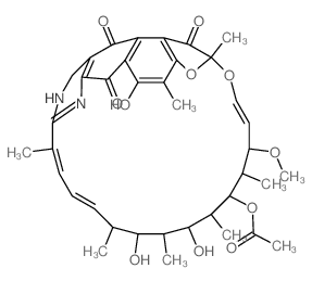 (12S,3E,5S,13E,15Z)-7t-acetoxy-15,9c,11t-trihydroxy-5r-methoxy-12,4,6t,8c,10c,12t,16-heptamethyl-19,10-dihydro-2-oxa-1(2,8)-furo[2',3':5,6]benzo[1,2-g]quinazolina-cyclohexadecaphane-3,13,15-triene-11,6,11-trione结构式