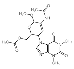 [5-acetamido-3-(1,3-dimethyl-2,6-dioxopurin-7-yl)-6-methoxy-3,6-dihydro-2H-pyran-2-yl]methyl acetate Structure