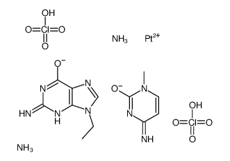 2-amino-9-ethyl-3H-purin-6-one,4-amino-1-methylpyrimidin-2-one,azane,platinum(2+),diperchlorate结构式
