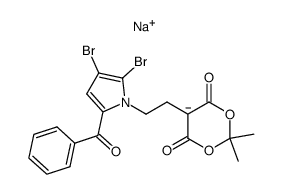 sodium 5-(2-(5-benzoyl-2,3-dibromo-1H-pyrrol-1-yl)ethyl)-2,2-dimethyl-4,6-dioxo-1,3-dioxan-5-ide结构式