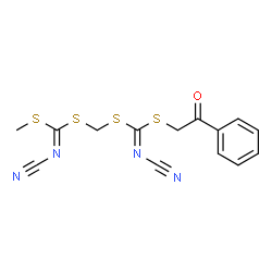 METHYL [(PHENACYLCYANOCARBONIMIDODITHIOYL)METHYL]CYANOCARBONIMIDODITHIOATE structure