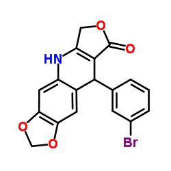 9-(3-Bromophenyl)-6,9-dihydro[1,3]dioxolo[4,5-g]furo[3,4-b]quinolin-8(5H)-one结构式