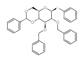 B-D-GLUCOPYRANOSIDE,PHENYL2,3-BIS-O-(PHENYLMETHYL)-4,6-O-[(R)-PHENYLMETHYLENE]-1-THIO- Structure