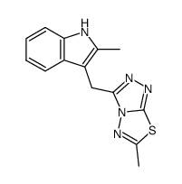 2-Methyl-3-(6-methyl-[1,2,4]triazolo[3,4-b][1,3,4]thiadiazol-3-ylmethyl)-1H-indole结构式