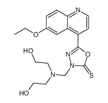 3-{[Bis-(2-hydroxy-ethyl)-amino]-methyl}-5-(6-ethoxy-quinolin-4-yl)-3H-[1,3,4]oxadiazole-2-thione结构式