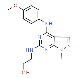 2-({4-[(4-Methoxyphenyl)amino]-1-methyl-1H-pyrazolo[3,4-d]pyrimidin-6-yl}amino)ethanol structure