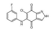 6-chloro-5-(3-fluoroanilino)-1H-indazole-4,7-dione结构式