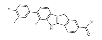 6-Fluoro-7-(4-fluoro-3-methyl-phenyl)-5,10-dihydro-indeno[1,2-b]indole-2-carboxylic acid结构式