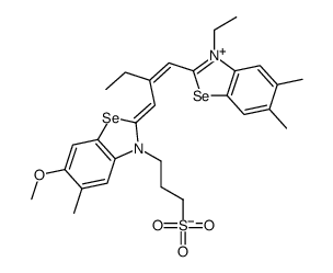 2-[2-[(3-ethyl-5,6-dimethyl-3H-benzoselenazol-2-ylidene)methyl]but-1-enyl]-6-methoxy-5-methyl-3-(3-sulphonatopropyl)benzoselenazolium structure