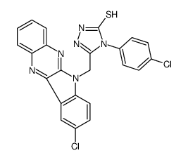 3-[(9-chloroindolo[3,2-b]quinoxalin-6-yl)methyl]-4-(4-chlorophenyl)-1H-1,2,4-triazole-5-thione结构式