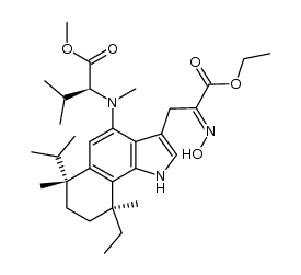 Ethyl (6R,9S)-6,9-dimethyl-9-ethyl-α-(hydroxyimino)-4-[[(S)-1-(methoxycarbonyl)-2-methylpropyl]methylamino]-6-(1-methylethyl)-6,7,8,9-tetrahydro-1H-benz[g]indole-3-propanoate结构式