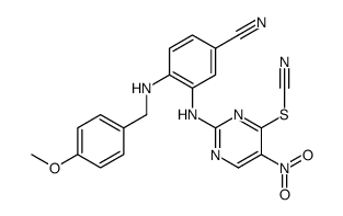 [2-[5-cyano-2-[(4-methoxyphenyl)methylamino]anilino]-5-nitropyrimidin-4-yl] thiocyanate结构式