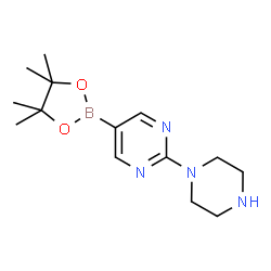 2-(piperazin-1-yl)-5-(4,4,5,5-tetramethyl-1,3,2-dioxaborolan-2-yl)pyrimidine结构式