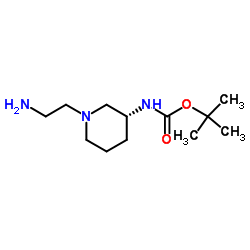 2-Methyl-2-propanyl [(3R)-1-(2-aminoethyl)-3-piperidinyl]carbamate结构式