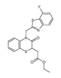 Ethyl 2-[4-(7-fluorobenzothiazol-2-yl)methyl-3, 4-dihydro-3-oxo-2H-1, 4-benzothiazin-2-yl]acetate结构式