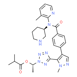 (1S)-1-[5-(1-methyl-4-{4-[(3-methylpyridin-2-yl)[(3R)-piperidin-3-yl]carbamoyl]phenyl}-1H-pyrazol-5-yl)-2H-1,2,3,4-tetrazol-2-yl]ethyl 2-methylpropanoate picture