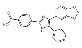4-(4-(苯并[d][1,3]二氧代l-5-基)-5-(吡啶-2-基)-1H-咪唑-2-基)苯甲酸结构式