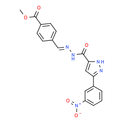 methyl 4-[(E)-(2-{[3-(3-nitrophenyl)-1H-pyrazol-5-yl]carbonyl}hydrazinylidene)methyl]benzoate structure