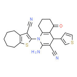 2-amino-1-(3-cyano-5,6,7,8-tetrahydro-4H-cyclohepta[b]thien-2-yl)-5-oxo-4-(3-thienyl)-1,4,5,6,7,8-hexahydro-3-quinolinecarbonitrile结构式