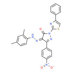 4-[(2,4-dimethylphenyl)hydrazono]-5-(4-nitrophenyl)-2-(4-phenyl-1,3-thiazol-2-yl)-2,4-dihydro-3H-pyrazol-3-one结构式
