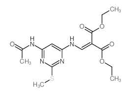 Propanedioicacid, 2-[[[6-(acetylamino)-2-(methylthio)-4-pyrimidinyl]amino]methylene]-,1,3-diethyl ester Structure