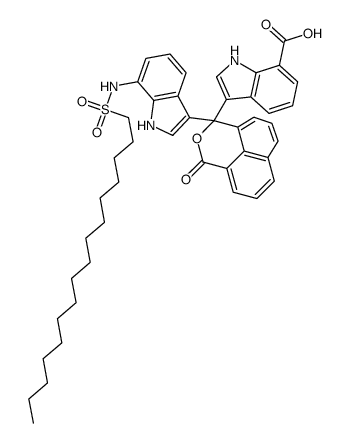 3-[1-[7-[(hexadecylsulphonyl)amino]-1H-indol-3-yl]-3-oxo-1H,3H-naphtho[1,8-cd]pyran-1-yl]-1H-indole-7-carboxylic acid Structure