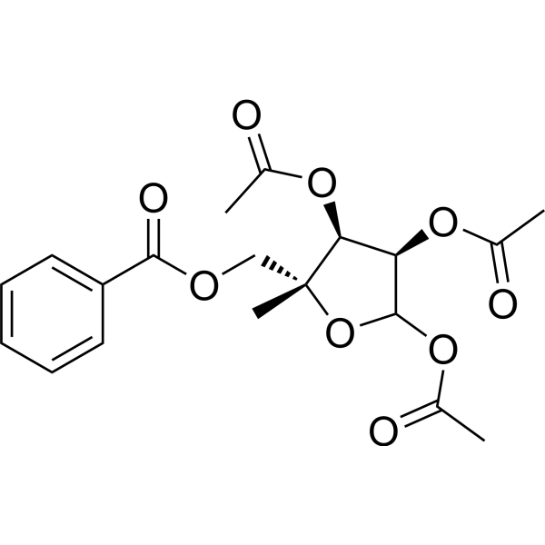 5-O-Benzoyl-1,2,3-tri-O-acetyl-4-C-methyl-D-ribofuranose结构式