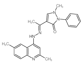 4-[N-[(2,6-dimethylquinolin-4-yl)amino]-C-methyl-carbonimidoyl]-1-methyl-2-phenyl-pyrazol-3-one Structure