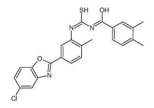 N-[[5-(5-chloro-1,3-benzoxazol-2-yl)-2-methylphenyl]carbamothioyl]-3,4-dimethylbenzamide Structure