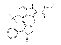 5-tert-butyl-3-[(2,4-dioxo-3-phenyl-1-imidazolidinyl)methyl]-1H-indole-2-carboxylic acid ethyl ester结构式