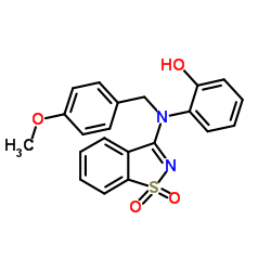 2-[(1,1-Dioxido-1,2-benzothiazol-3-yl)(4-methoxybenzyl)amino]phenol Structure