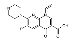6-Fluoro-1,4-dihydro-4-oxo-7-(1-piperazinyl)-1-vinyl-1,8-naphthyridine-3-carboxylic acid structure