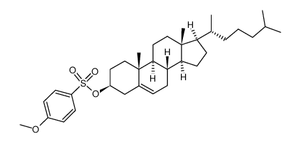 (3S,8S,9S,10R,13R,14S,17R)-10,13-dimethyl-17-((R)-6-methylheptan-2-yl)-2,3,4,7,8,9,10,11,12,13,14,15,16,17-tetradecahydro-1H-cyclopenta[a]phenanthren-3-yl 4-methoxybenzenesulfonate Structure