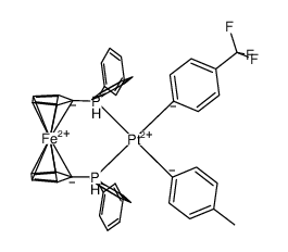 (1,1'-bis(diphenylphosphino)ferrocene)Pt(C6H4-4-CH3)(C6H4-4-CF3) Structure