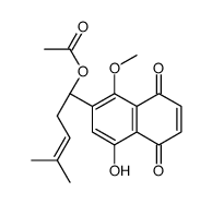 (-)-6-[(S)-1-Acetoxy-4-methyl-3-pentenyl]-8-hydroxy-5-methoxy-1,4-naphthalenedione结构式