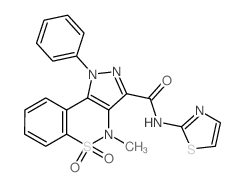 4-Methyl-1-phenyl-N-(1,3-thiazol-2-yl)-1,4-dihydropyrazolo(4,3-c)(1,2)benzothiazine-3-carboxamide 5,5-dioxide结构式