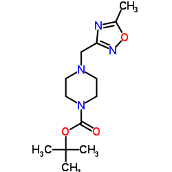 2-Methyl-2-propanyl-4-[(5-methyl-1,2,4-oxadiazol-3-yl)methyl]-1-piperazincarboxylat Structure