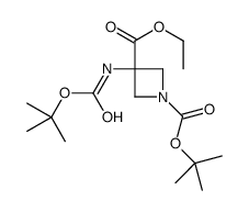 1-Boc-3-ethoxycarbonyl-3-(Boc-amino)azetidine结构式