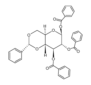 4,6-Di-O-benzyliden-1,2,3-tri-O-benzoyl-β-D-glucopyranose Structure