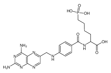 2-[[4-[(2,4-diaminopteridin-6-yl)methylamino]benzoyl]amino]-6-phosphon o-hexanoic acid structure