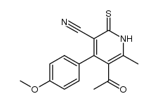 5-acetyl-3-cyano-4-(4-methoxyphenyl)-6-methylpyridine-2(1H)-thione Structure