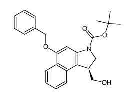 (+)-(1S)-5-(benzyloxy)-3-(tert-butyloxycarbonyl)-1-(hydroxymethyl)-1,2-dihydro-3H-benzindole结构式