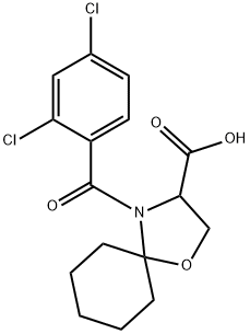 4-(2,4-二氯苯甲酰基)-1-氧杂-4-氮杂螺[4.5]癸烷-3-羧酸结构式