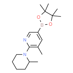 3-Methyl-2-(2-Methylpiperidin-1-yl)-5-(4,4,5,5-tetramethyl-1,3,2-dioxaborolan-2-yl)pyridine结构式